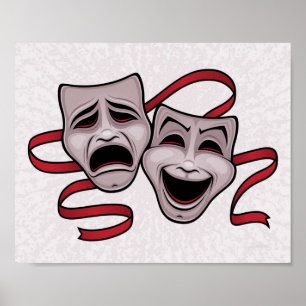 Comedy- en tragedie-theatermaskers poster