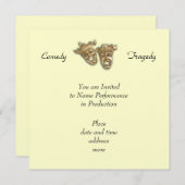 Comedy- en tragediemaskers uitnodiging (Voorkant / Achterkant)