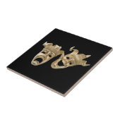 Comedy en Tragedy Masks R Zwarte Tegel Tegeltje (Zijkant)