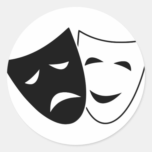 Comedy en tragisch masker ronde sticker (Voorkant)