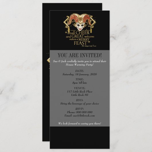 Comedy of Errors Feast Quote (Gold Version) Kaart (Voorkant / Achterkant)