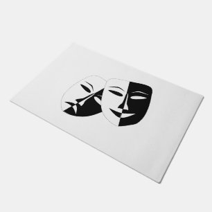 Comedy Tragedie Black en White Theater Mask Deurmat