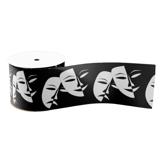 Comedy Tragedie Black en White Theater Mask Grosgrain Lint (Spoel)