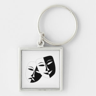 Comedy Tragedie Black en White Theater Mask Sleutelhanger