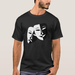 Comedy Tragedie Black en White Theater Mask T-shirt
