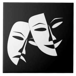 Comedy Tragedie Black en White Theater Mask Tegeltje