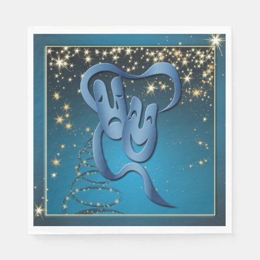 Comedy Tragedie Blue Theater Mask Blue Servet (Voorkant)