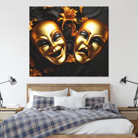 Comedy & tragedie canvas afdruk (Insitu (Slaapkamer))