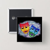 Comedy & tragedie vierkante button 5,1 cm (Voorkant /achterkant)