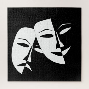 Comedy/tragedie zwart/wit bioscoopmasker legpuzzel