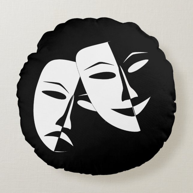 /Comedy/Tragedie Zwart-wit Ronde Kussen (Voorkant)