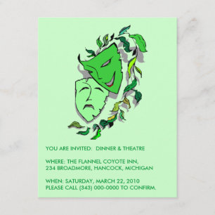 COMEDY & TRAGEDY INVITATION DINER THEATER MOVIE KAART