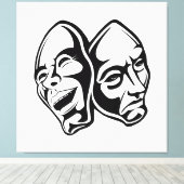 Comedy Tragedy masks masquerade still life art Canvas Afdruk (Insitu (Houten vloer))