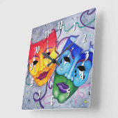 Comedy & Tragedy Square Wall Clock Vierkante Klok (Hoek)