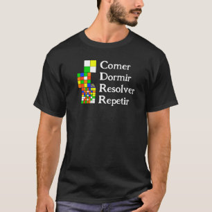 Comer, Dormir, Resolver, Repetir gedraaide puzzel T-shirt