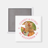 COMET CUPID REINDEER Carré Magnet (Recto/Verso)