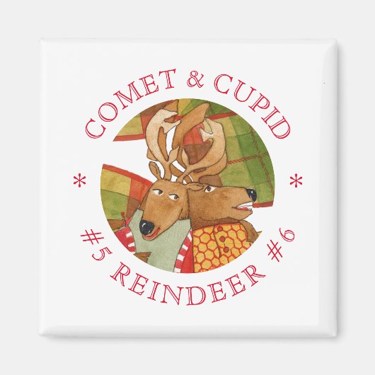 COMET CUPID REINDEER Carré Magnet (Devant)