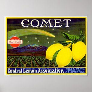 Comet merk citroen krat label Western Litho Co Poster