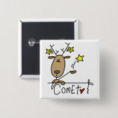 Comet Reindeer Tshirts en Gifts Vierkante Button 5,1 Cm (Voorkant /achterkant)