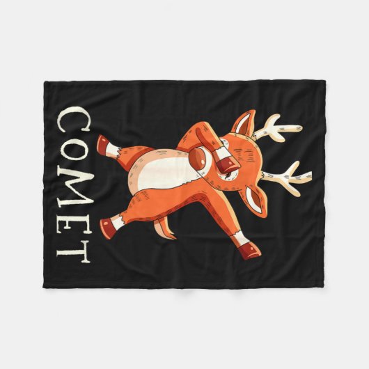 Comet Santas Reindeers Family Matching Outfit Chri Fleece Deken (Voorkant (Horizontaal))