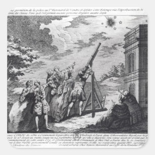 Comet van Halley, waargenomen in 1759 door Cassini Vierkante Sticker