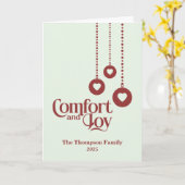 "Comfort and Joy" Lichtgroene Kerst Kaart (Gele Bloem)