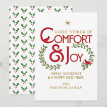Comfort and Joy Merry Christmas Flat Holiday Kaart