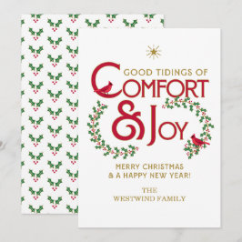 Comfort and Joy Merry Christmas Flat Holiday Kaart