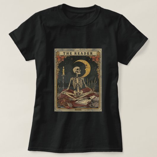 Comfort De Reader Tarot Kaart Shirt Skeleton Readi (Design voorkant)