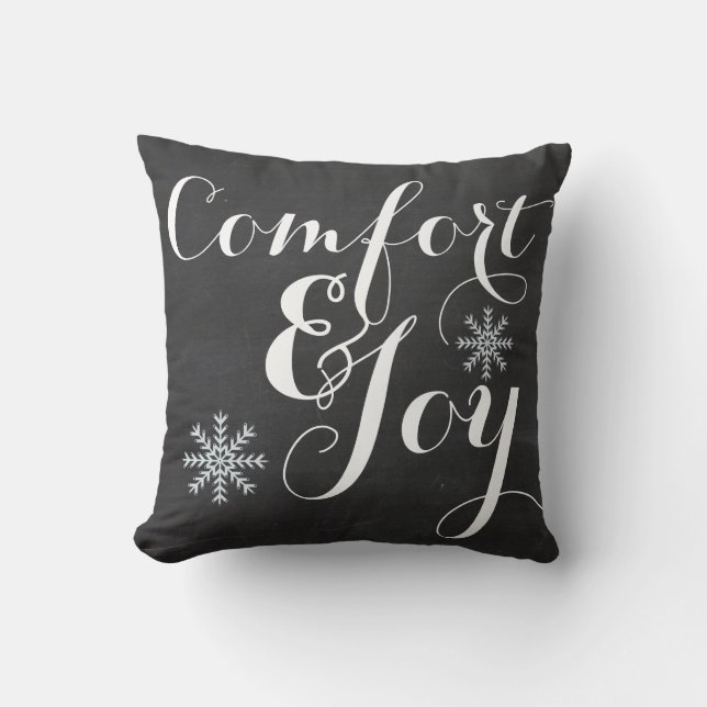 Comfort en Joy Chalkboard Kussen (Voorkant)