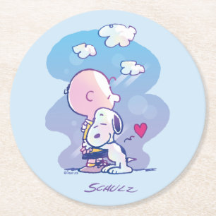 Comfort en veiligheid   Charlie & Snoopy Hug Ronde Kartonnen Onderzetter