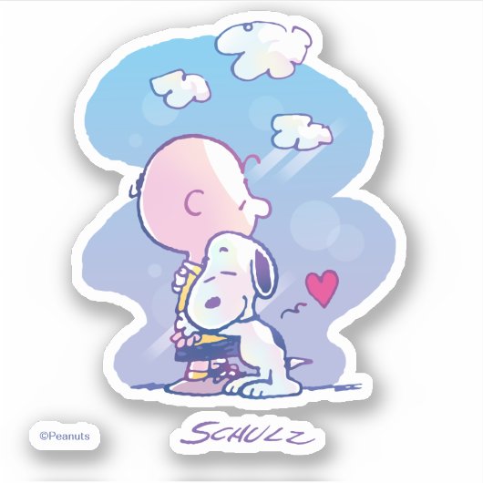 Comfort en veiligheid | Charlie & Snoopy Hug Sticker (Voorkant)