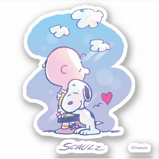 Comfort en veiligheid | Charlie & Snoopy Hug Sticker (Voorkant)