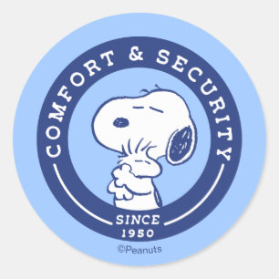 Comfort en veiligheid   Snoopy & Woodstock Hug Ronde Sticker