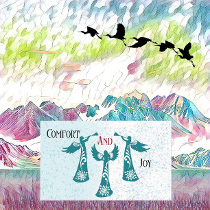 Comfort en Vreugde Kerstmis Zegen Engelen Bidden Rechthoekige Sticker