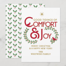 Comfort en vreugde vrolijk kerstfeest plat kerstka