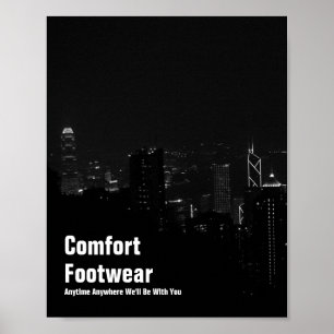 Comfort Footwear in Hong Kong Night Uitzicht Poster