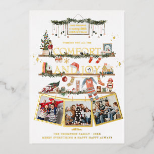 Comfort & Joy Kerst Foto Vakantiewenskaart Folie Feestdagenkaart