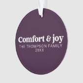 Comfort & Joy Modern Minimalistisch Paarse Kerst Ornament (voorkant)