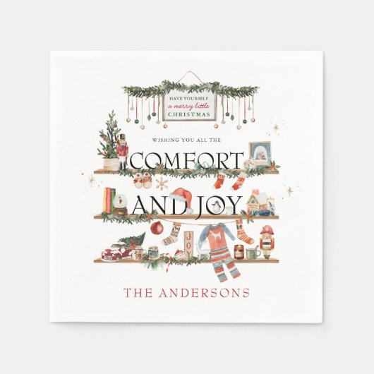 Comfort & Joy | Vrolijk kerstfeest Servet (Voorkant)