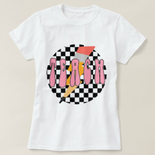 Comfort kleuren geruit Teach Shirt, Retro Pencil T-shirt