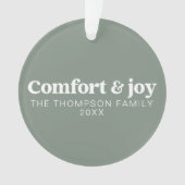 Comfort & Vreugde Moderne Minimale Sage Groene Ker Ornament (voorkant)
