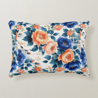 Comfortabel blauw accentkussen met bloemenpatroon accent kussen