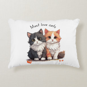 Comfortabel, zwart en wit, gember en witte kat accent kussen
