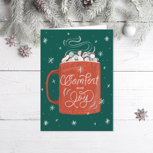 Comfortabele Hot Cacao Marshmallow Kerstmis Feestdagen Kaart