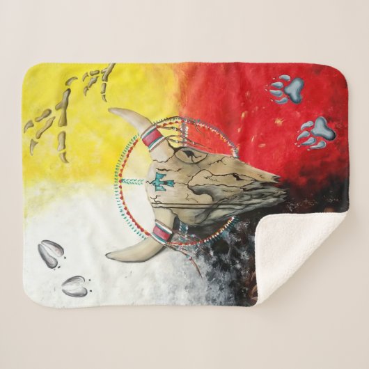 Comfortabele Native American Shepra Blanket Sherpa Deken (Voorkant (horizontaal))