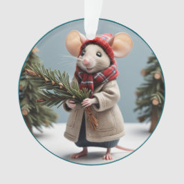 Comfortabele Winter Lady Mouse Kerstversiering Ornament