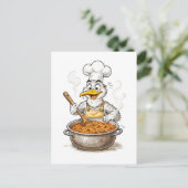 Comic Bird Cooking Labskaus Briefkaart (Staand voorkant)