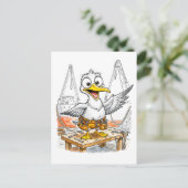 Comic Bird Scheepswerf Arbeider Briefkaart (Staand voorkant)