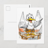 Comic Bird Scheepswerf Arbeider Briefkaart (Voorkant / Achterkant)